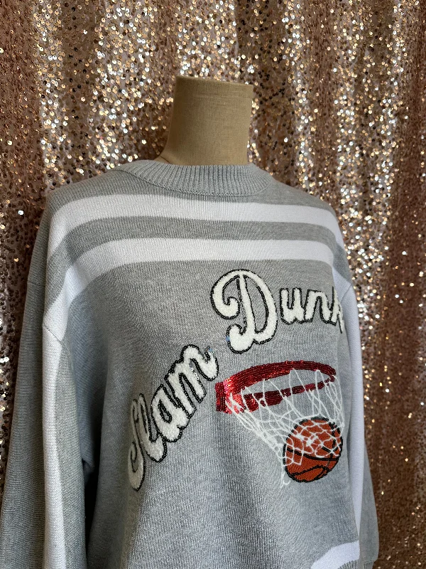 GREY/WHITE SLAM DUNK SWEATER Hooded Caped Shawl Collar