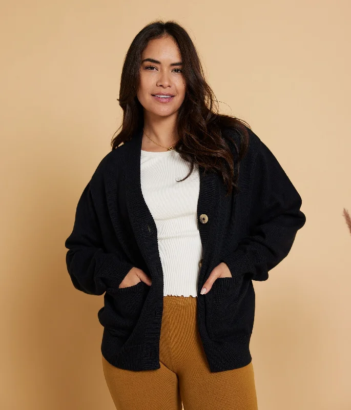 Mars Sweater - Black Cashmere Blend Cotton Blend Poly Blend