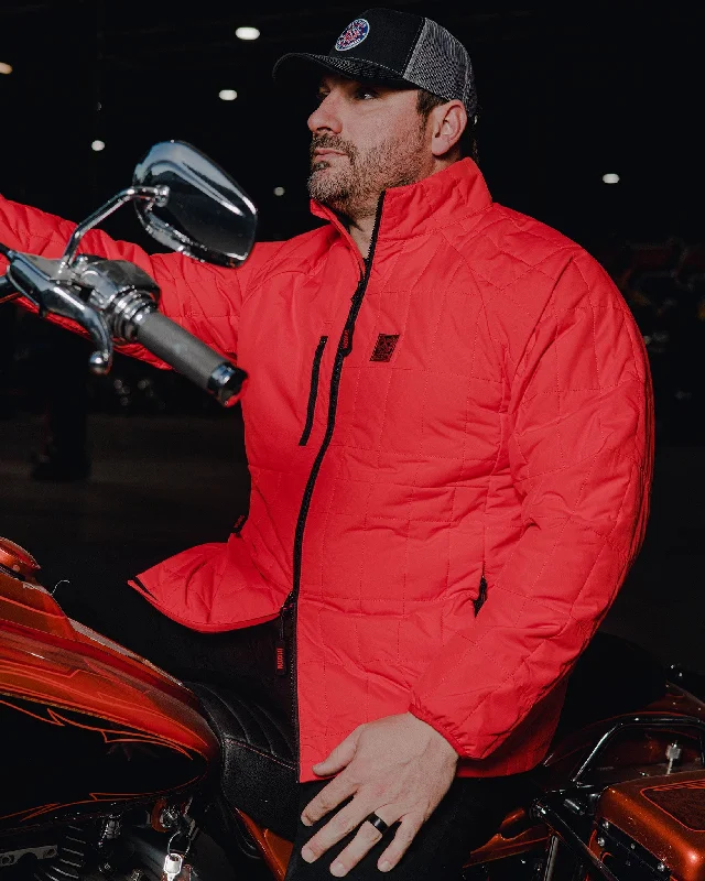 Nomad Puffer Jacket - Red Knit Fabric Woven Fabric Fleece Fabric