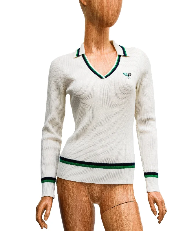 Ribbed Merino Polo Sweater Stretchy Elastic Breathable