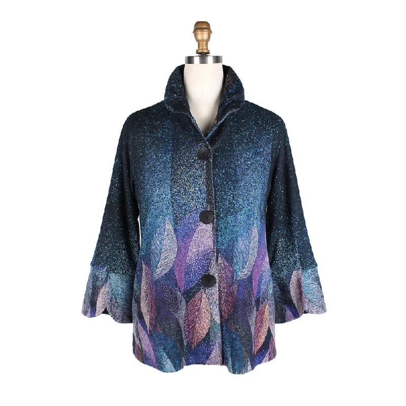 Autumn Leaves Short Jacket Front Pockets Side Pockets Patch Pockets