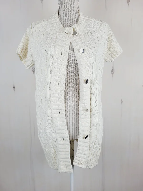 ALFANI WHITE SWEATER LADIES MEDIUM PRE-LOVED Herringbone Houndstooth Plaid