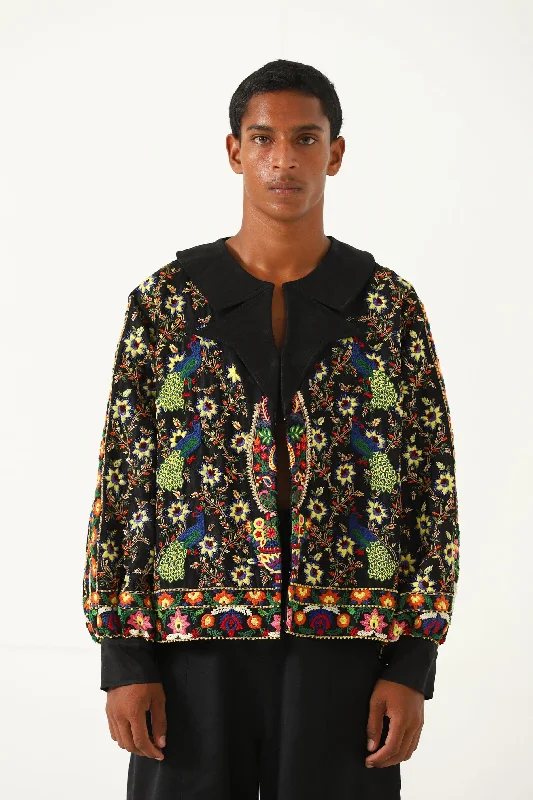 "GARDEN OF LOVE" HAND EMBROIDERED EVENING JACKET Plaid Jacket Tartan Jacket Houndstooth Jacket "GARDEN OF LOVE" HAND EMBROIDERED EVENING JACKET Plaid Jacket Tartan Jacket Houndstooth Jacket
