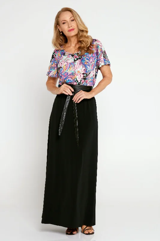 Delphine Maxi Skirt -  Black high waist skirt