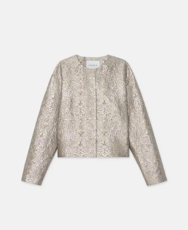 Metallic Baroque Botanical Brocade Collarless Jacket Striped Jacket Polka Dot Jacket Floral Jacket Metallic Baroque Botanical Brocade Collarless Jacket Striped Jacket Polka Dot Jacket Floral Jacket