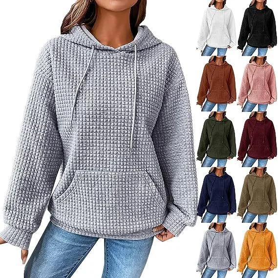 Women's Loose Casual Solid Color Long-sleeved Sweater Mesh Sweater Canvas Denim