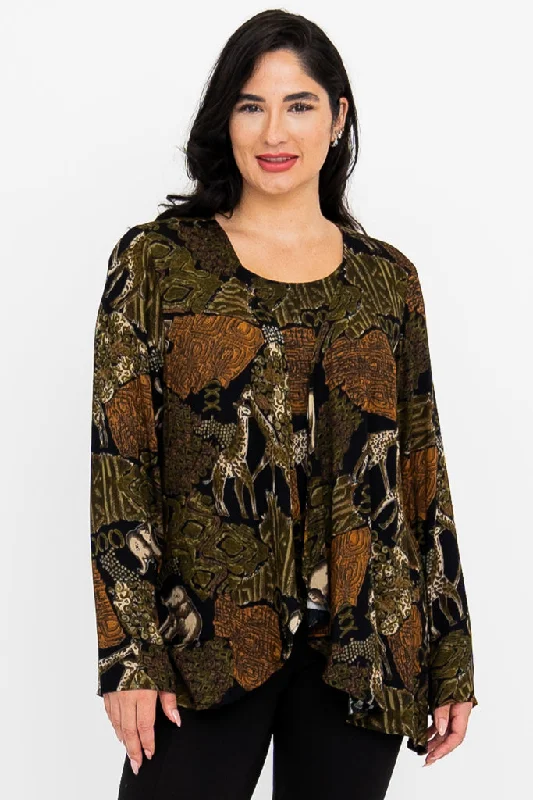 Toucan L/S Jacket, Elephant Zippered Front Buttoned Front Snap Front