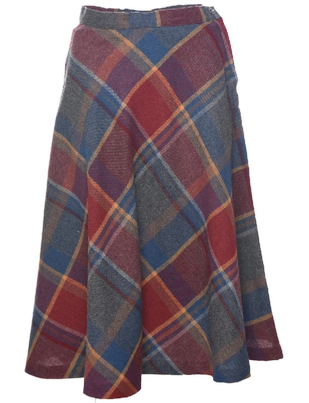 Checked A-line Skirt - S seamless skirt comfort