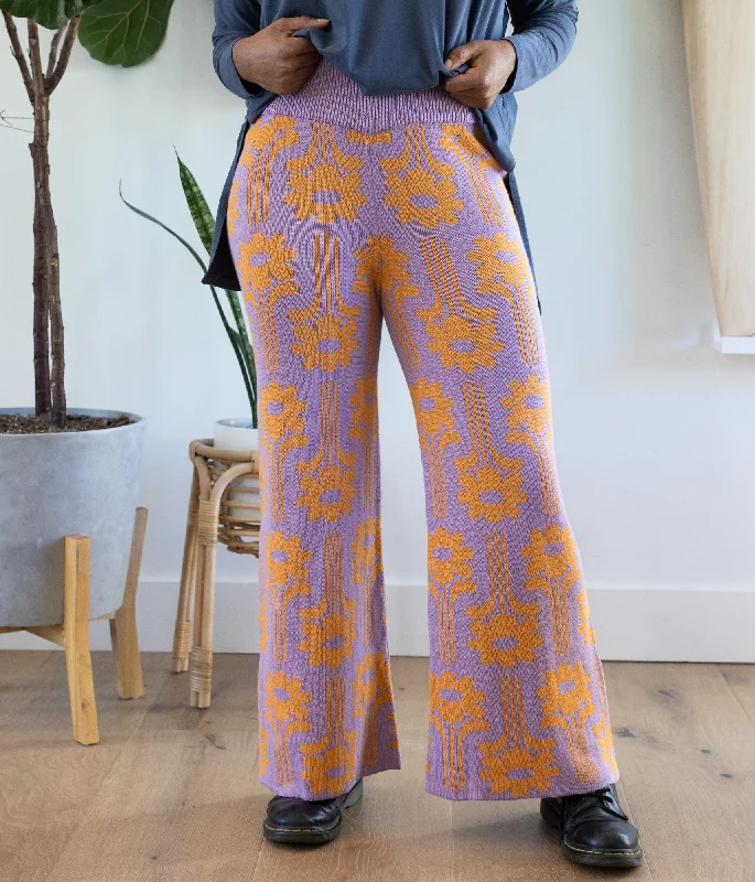 Bruno Sweater Pant - Lavendar Floral Satin Blend Silk Blend Wool Blend