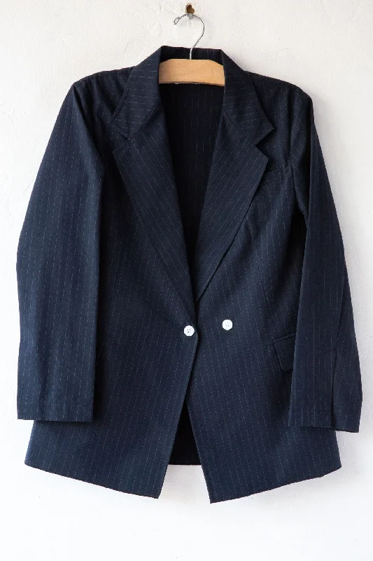 Ethan Pinstripe Jacket Tiered Jacket Buttoned Jacket Zippered Jacket