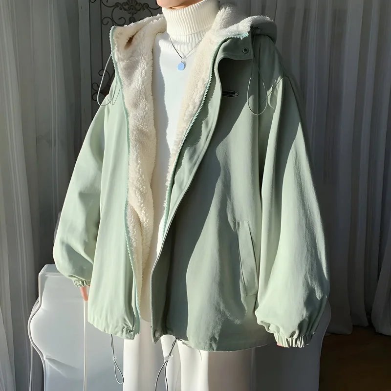 Faux Fur Lined Hooded Jacket Striped Jacket Polka Dot Jacket Floral Jacket