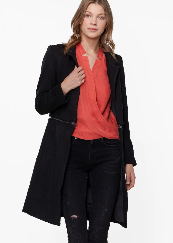 Women's 2 In 1 Brushed Wool Open Front Zipper Coat Jacket Notch Collar Peter Pan Collar Cowl Neck Women's 2 In 1 Brushed Wool Open Front Zipper Coat Jacket Notch Collar Peter Pan Collar Cowl Neck