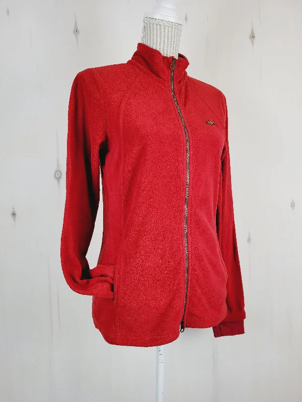 ROOTS FLEECE ZIP UP SWEATER LADIES MEDIUM PRE-LOVED Ribbed Striped Patterned