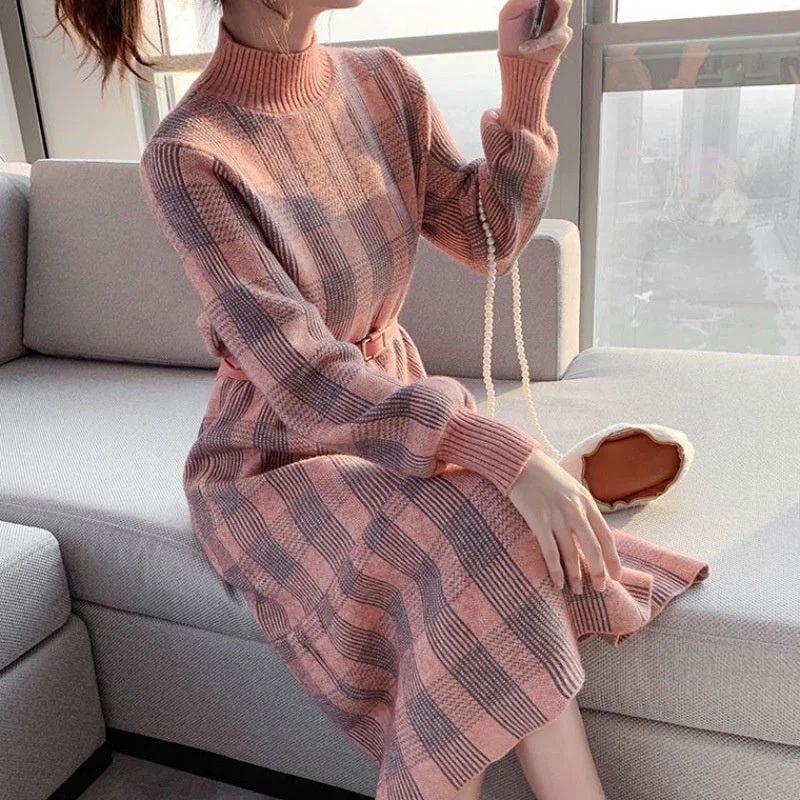 Sweaters Knit Knitted For Womens V Wholesale Korea Style Round Neck Plus Size Loose Women Patchwork Stripe Women Sweater Dress Casual Formal Business