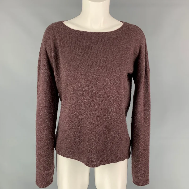 ZADIG & VOLTAIRE Size M Burgundy & Silver Cashmere Leather CiCi Sweater Striped Floral Plaid ZADIG & VOLTAIRE Size M Burgundy & Silver Cashmere Leather CiCi Sweater Striped Floral Plaid
