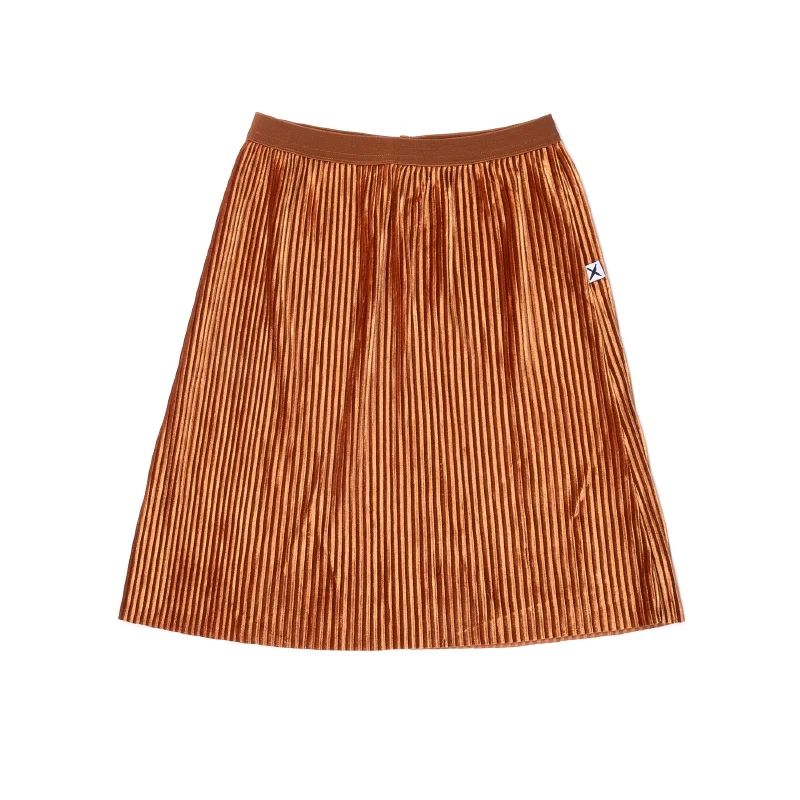 Minti Wintery Cord Skirt - Bronze velvet skirt luxurious