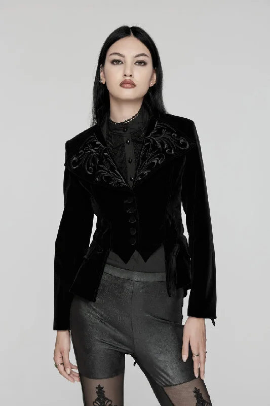 Black Swallow-tailed Velvet Long Sleeves Women's Gothic Jacket Faux Fur Jacket Real Fur Jacket Shearling Jacket Black Swallow-tailed Velvet Long Sleeves Women's Gothic Jacket Faux Fur Jacket Real Fur Jacket Shearling Jacket