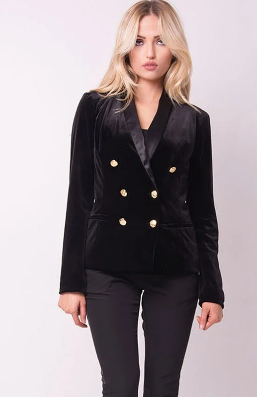 THE MYSTYLEMODE BLACK VELVET TUXEDO CROPPED JACKET Cotton Jacket Linen Jacket Terry Jacket THE MYSTYLEMODE BLACK VELVET TUXEDO CROPPED JACKET Cotton Jacket Linen Jacket Terry Jacket