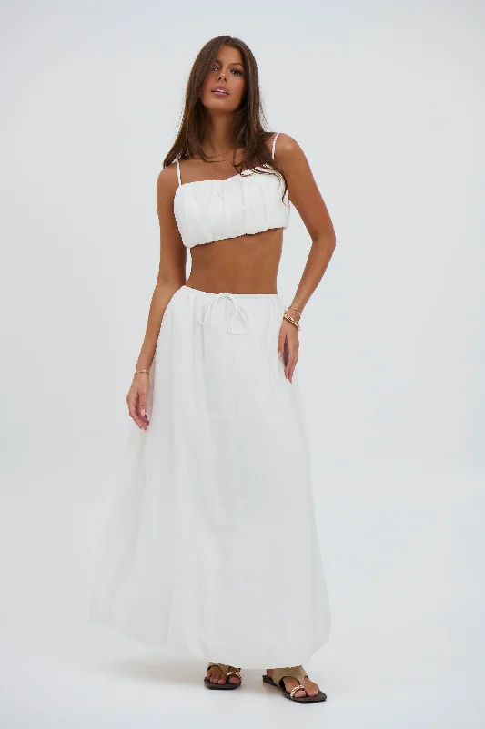 Zarela Maxi Skirt White linen skirt natural