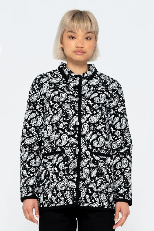 Santa Cruz Womens Jacket Screaming Paisley Jacket - Black / White Wool Jacket Cashmere Jacket Tweed Jacket Santa Cruz Womens Jacket Screaming Paisley Jacket - Black / White Wool Jacket Cashmere Jacket Tweed Jacket