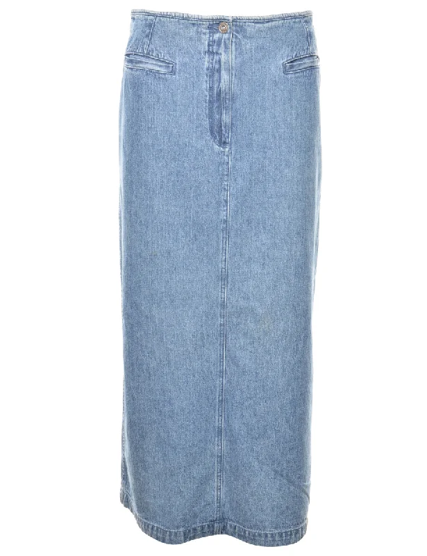 Classic Light Denim 1990s Skirt - L lace skirt intricate