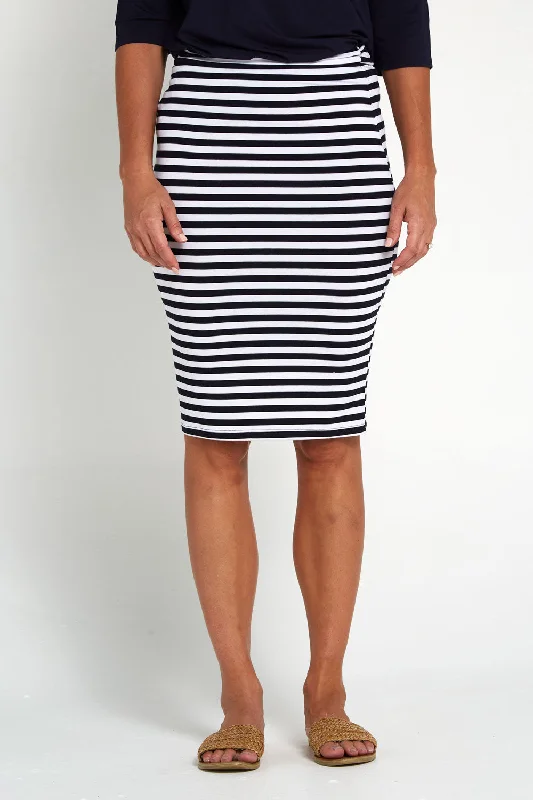 Hera Bamboo Skirt - Navy Stripe seamless skirt comfort