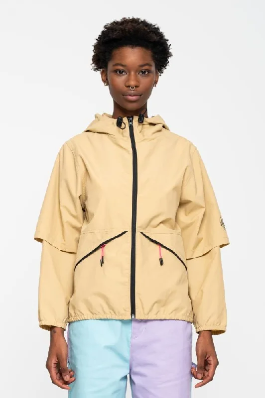 Santa Cruz Womens Jacket Hike Rain Jacket - Beige Herringbone Jacket Checkered Jacket Solid Jacket