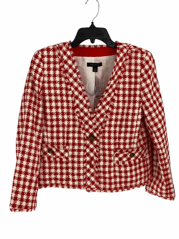 Ann Taylor Size 6 Red White Checkered Jacket Chenille Jacket Brocade Jacket Lace Jacket Ann Taylor Size 6 Red White Checkered Jacket Chenille Jacket Brocade Jacket Lace Jacket