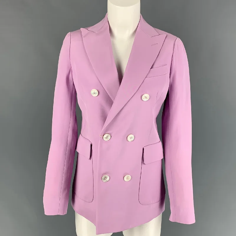 DSQUARED2 Size 4 Lavender Silk Cotton Jacket Blazer Herringbone Jacket Houndstooth Jacket Plaid Jacket DSQUARED2 Size 4 Lavender Silk Cotton Jacket Blazer Herringbone Jacket Houndstooth Jacket Plaid Jacket