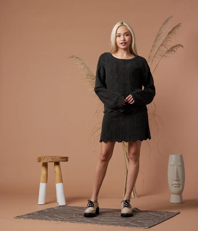 Lux Sweater Skirt - Washed Black Neon Metallic Matte