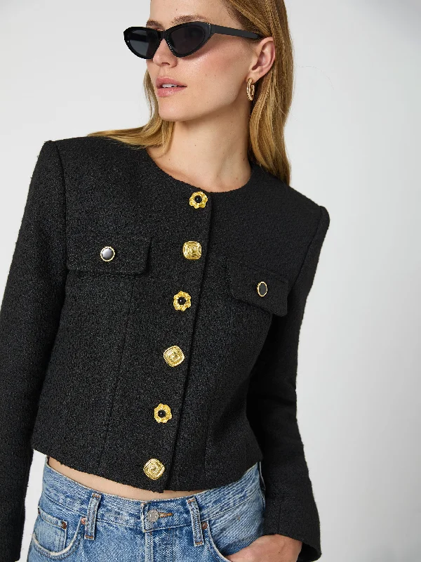 Structured Tweed Novelty Button Jacket Collared Jacket Crew Neck Jacket Turtle Neck Jacket Structured Tweed Novelty Button Jacket Collared Jacket Crew Neck Jacket Turtle Neck Jacket