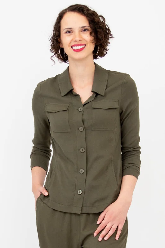 Lauren Jacket, Khaki, Linen Bamboo Wool Jacket Cashmere Jacket Tweed Jacket
