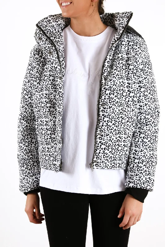 Exclusive Leopard Puffer Jacket Black Ribbed Jacket Pleated Jacket Ruffled Jacket