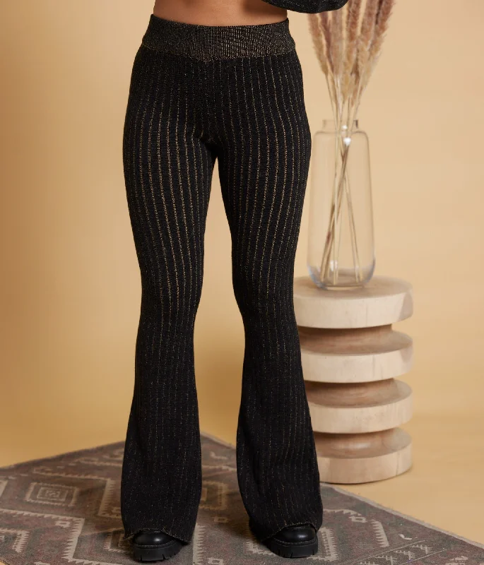 Grace Sweater Pant - Black Wool Fabric Cashmere Fabric Tweed Fabric