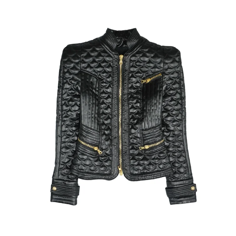 Balmain Moto Jacket - Women's 38 Welt Pockets Slit Pockets Flap Pockets