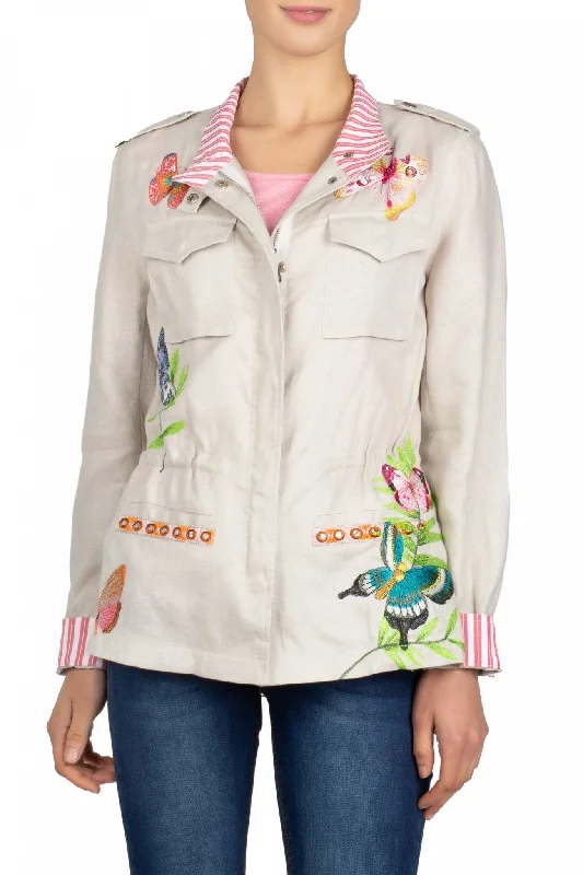 Taupe Butterfly Anorak Jacket Jacket Blazer Coat