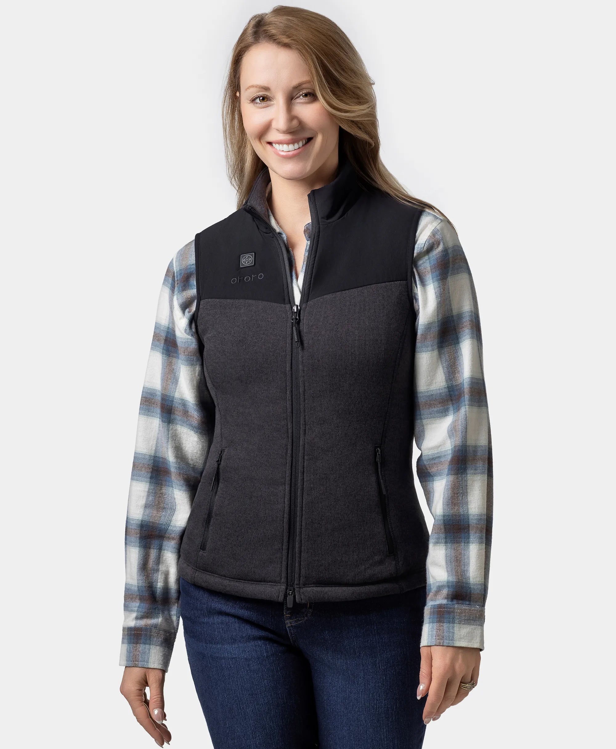 Augusta Women's Heated Sweater Fleece Vest Zippered Buttoned Snapped
