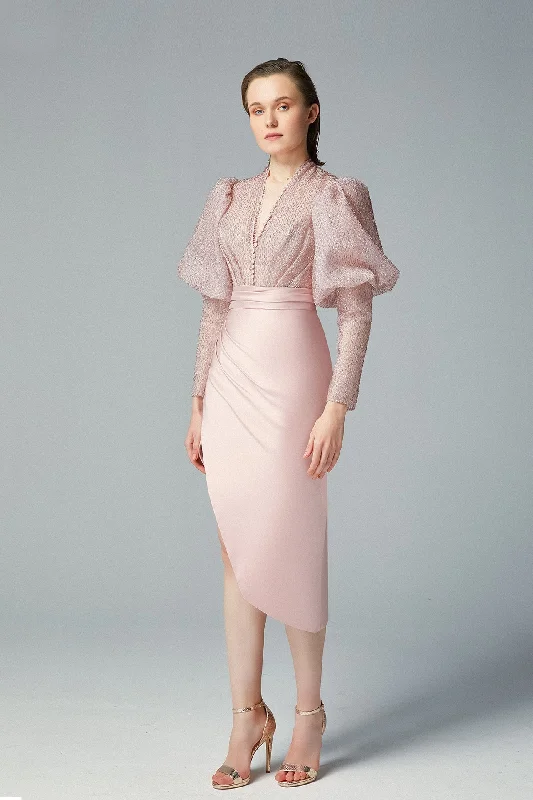 Button detailed top with asymmetric skirt vintage skirt charm