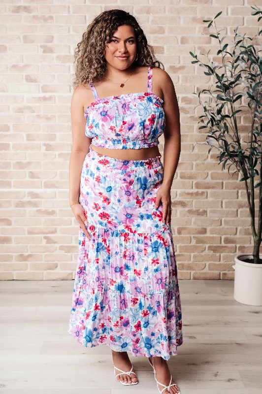 Cutie Patootie Tiered Skirt and Top Set in Blue chiffon skirt floaty