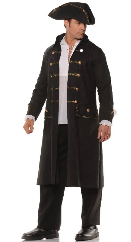Pirate Captain Mens Black Costume Jacket and Hat Notch Collar Jacket Peter Pan Collar Jacket Cowl Neck Jacket Pirate Captain Mens Black Costume Jacket and Hat Notch Collar Jacket Peter Pan Collar Jacket Cowl Neck Jacket