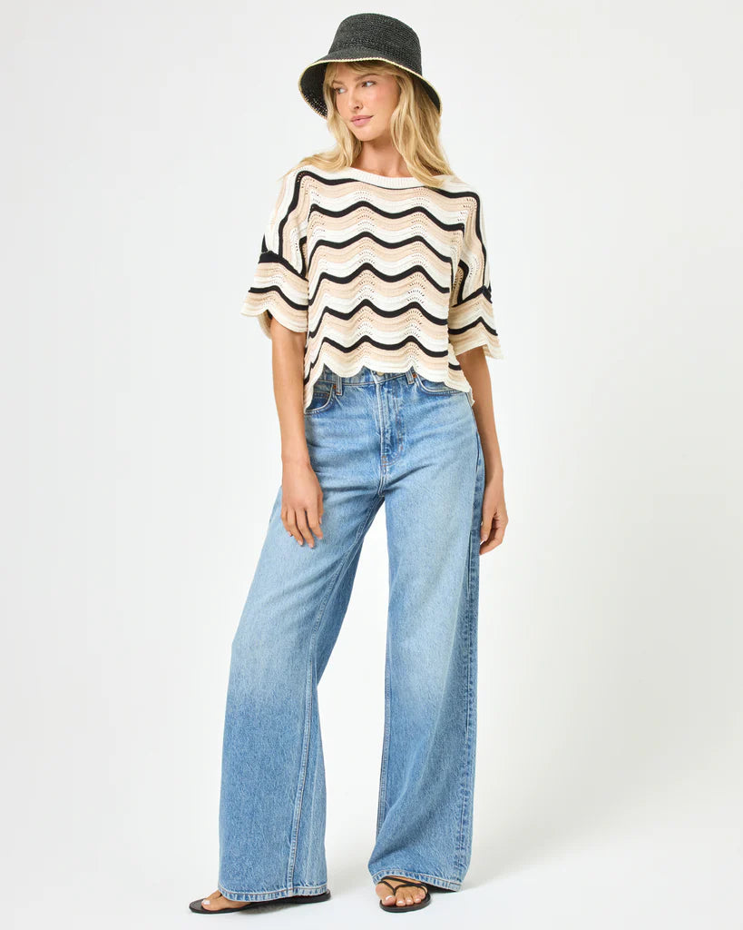 Make Waves Sweater - Costa Nova Waves Turtle Neck Boat Neck Asymmetrical Neck
