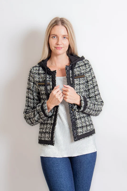 Black & White Front Button Jacket Lace Jacket Ribbed Jacket Sequined Jacket
