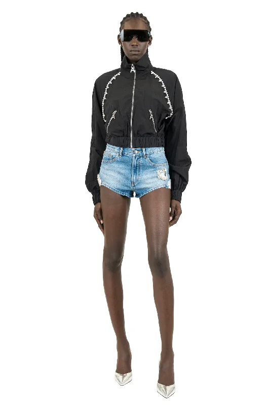 Area Crystal Trim Track Jacket Rayon Jacket Velvet Jacket Corduroy Jacket