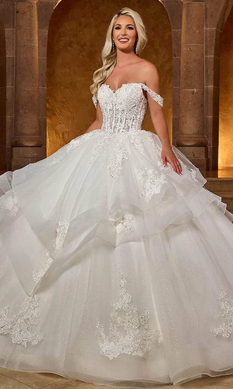 Rachel Allan RB6142 - Sweetheart Layered Skirt Bridal Gown denim skirt durable
