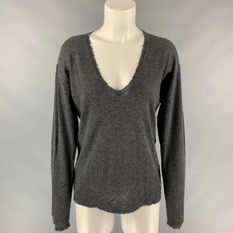 ZADIG & VOLTAIRE Size M Charcoal Heather Cashmere Oversized Sweater Thin Thick Dense ZADIG & VOLTAIRE Size M Charcoal Heather Cashmere Oversized Sweater Thin Thick Dense