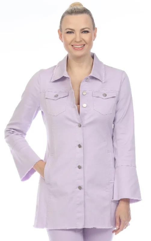 "Nelly" Lavender Long Jacket Cotton Fabric Linen Fabric Terry Fabric