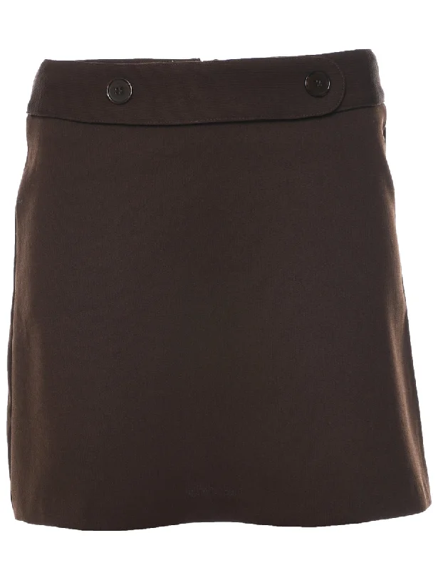 Dark Brown A-line Skirt - S leather skirt modern