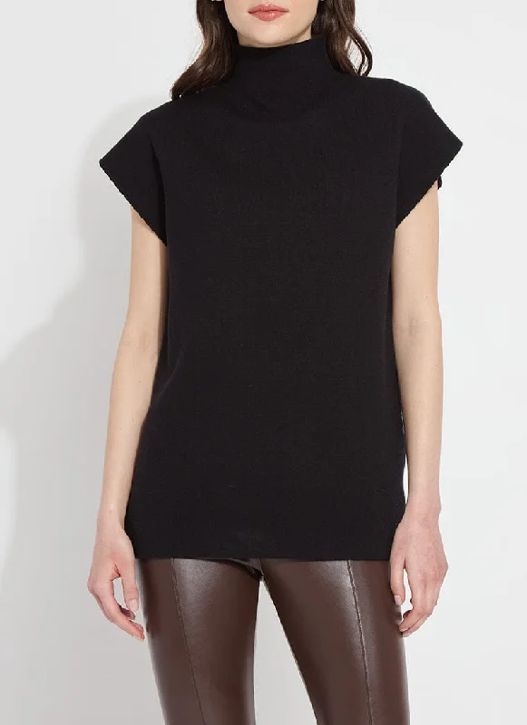 Cortado Knit Sweater Tunic | Black Fleece Sweater Nylon Polyester