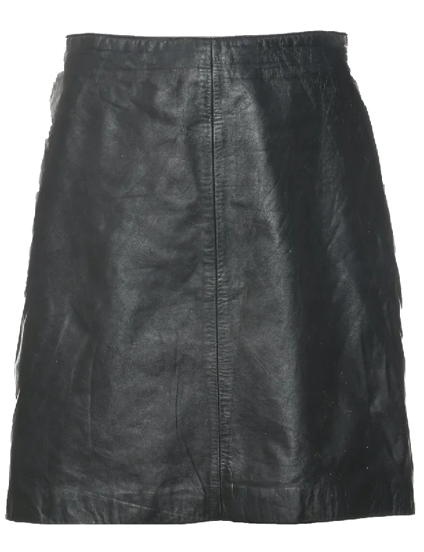 Leather A-line Skirt - S satin skirt smooth