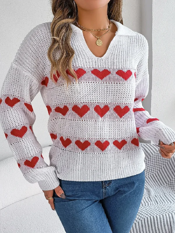 Blue Zone Planet | Heart Johnny Collar Long Sleeve Sweater Cotton Fabric Linen Fabric Terry Fabric Blue Zone Planet | Heart Johnny Collar Long Sleeve Sweater Cotton Fabric Linen Fabric Terry Fabric